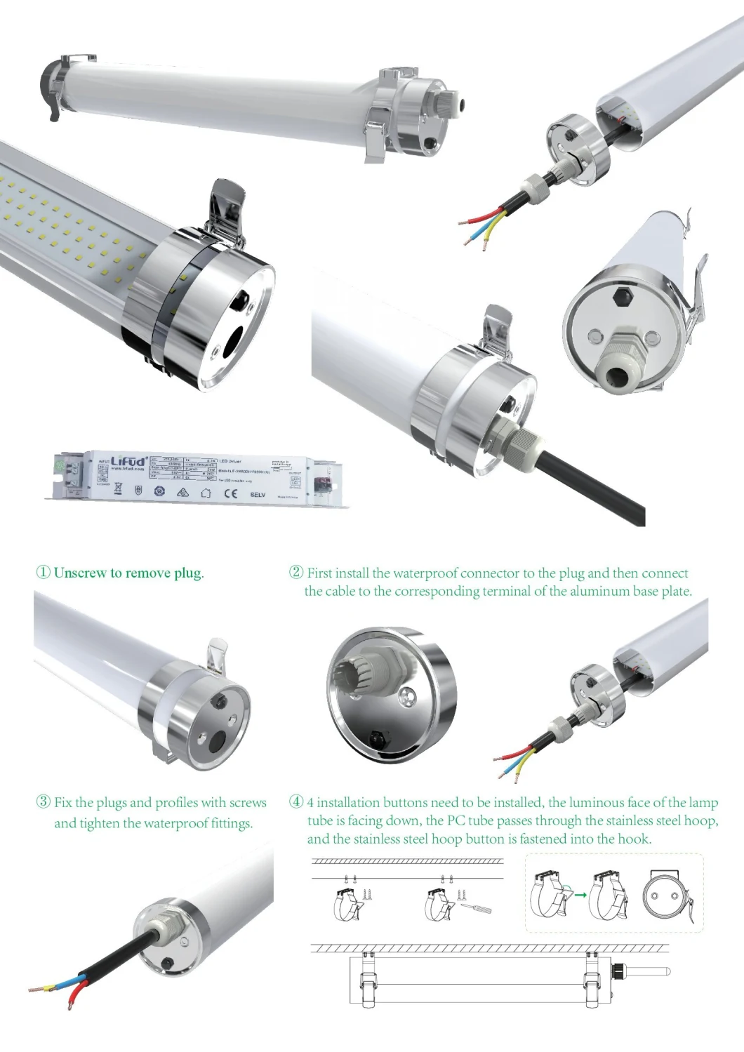 Industrial Lighting LED High Bay Light Linear 80W Weatherproof Batten Fittings