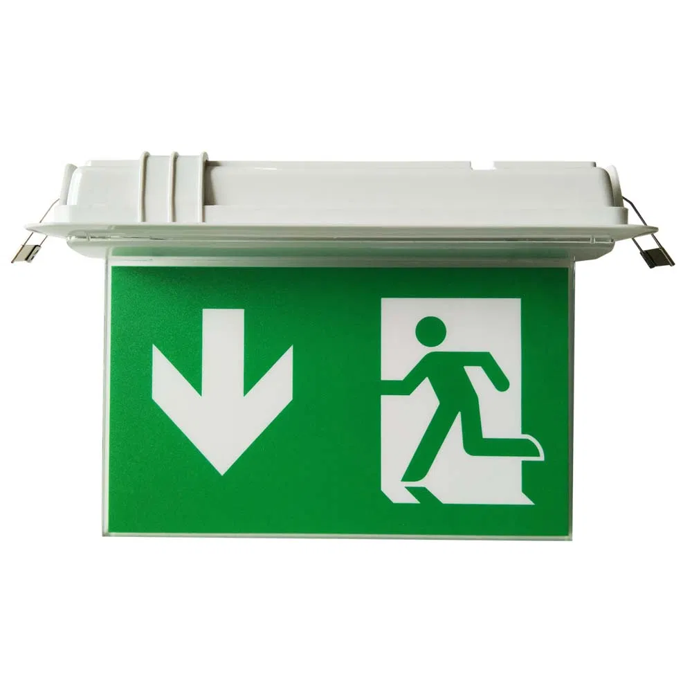 Lampe de signalisation de sortie de secours pour homme en cours d'exécution de secours à batterie encastrée au plafond 3W