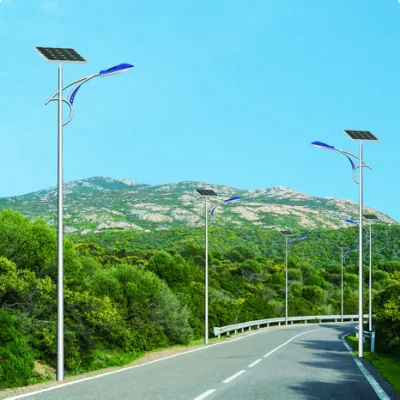 Réverbère solaire à LED IP65 imperméable à l'eau à haute efficacité énergétique extérieure avec panneau et batterie au lithium