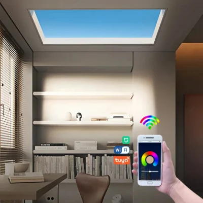 Nouveau Yatu Intelligent Artificiel Virtuel Bleu Ciel Plafond Puits de Lumière Télécommande Éclairage Encastré LED Convient pour Intérieur Maison Panneau Lumière